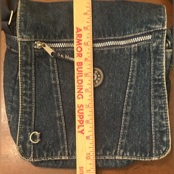 Vintage B.E. Blues Denim Crossbody Messenger Bag-FAB! - Picture 6 of 7